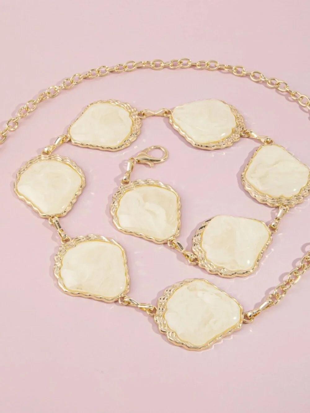 Chunky Marbled Stone Link Chain Belt